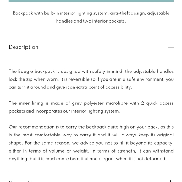 Babau Large Black Seatbeat Anti Theft Backpack with Interior Light - Picture 15 of 16